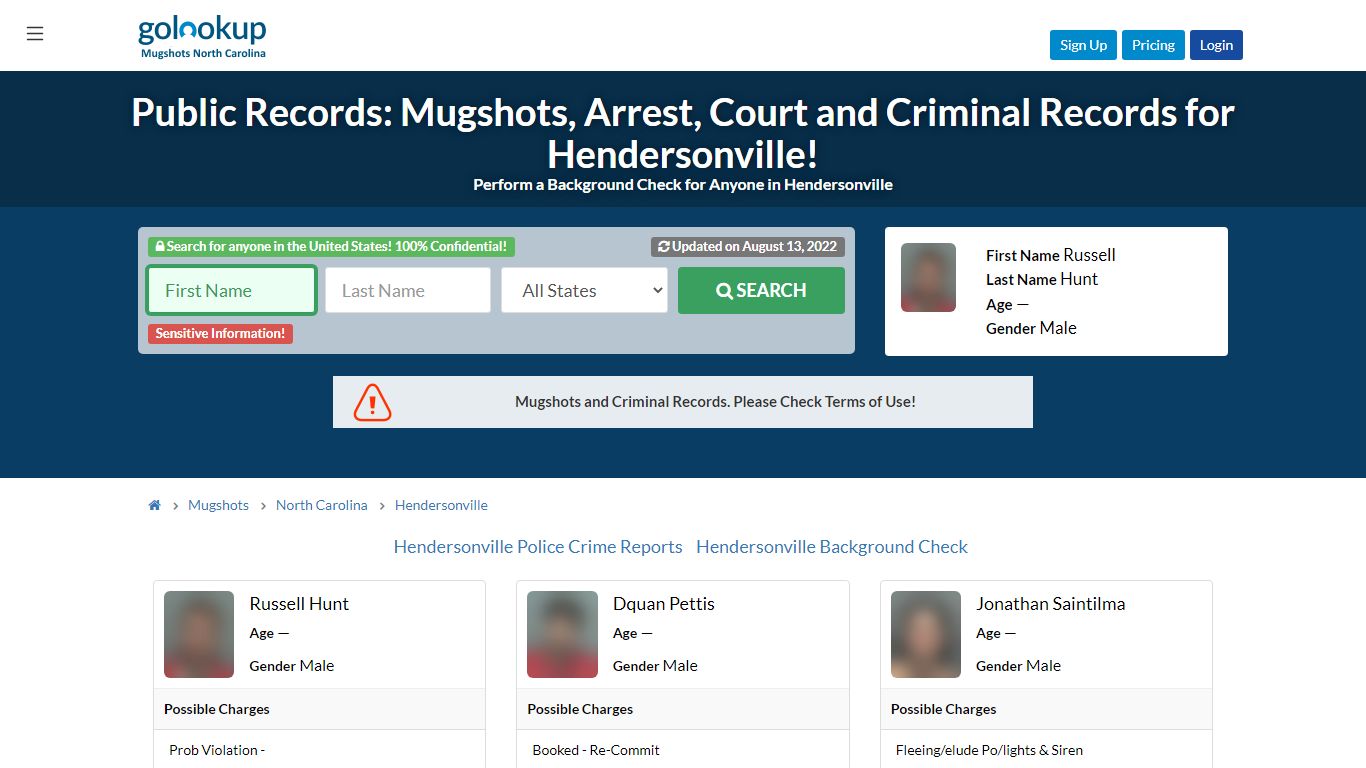 Mugshots Hendersonville, Arrest Records Hendersonville